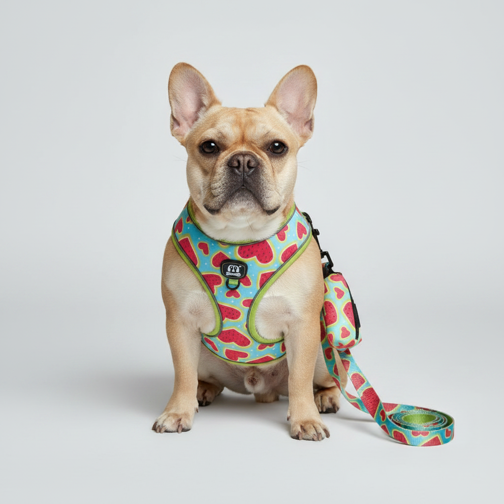 3-Piece Dog Harness, Leash & Waste Bag Set for Small to Medium Dogs