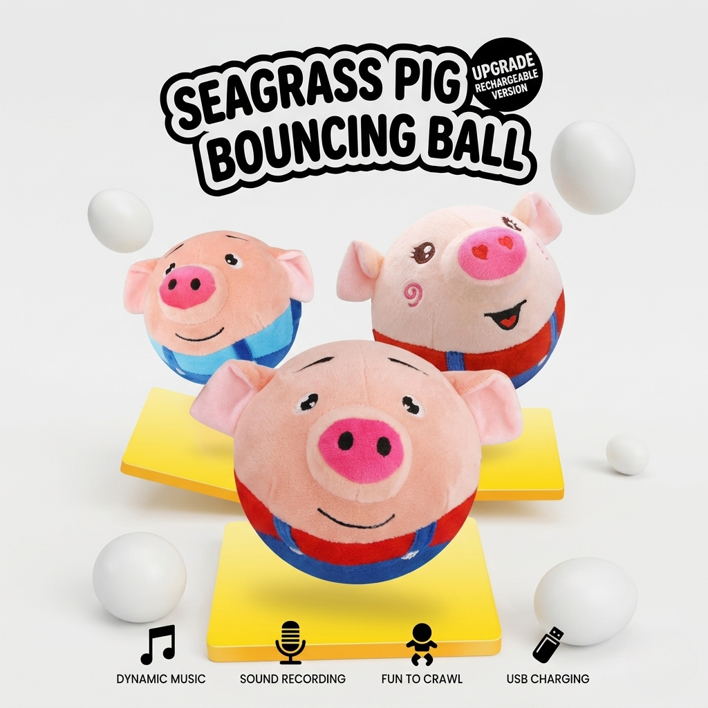 Interactive Jumping Pig Plush Ball Toy for Dogs and Cats
