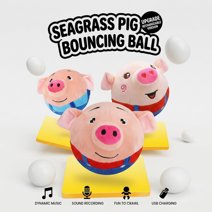 Interactive Jumping Pig Plush Ball Toy for Dogs and Cats