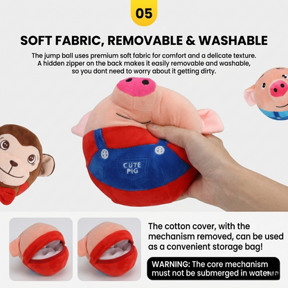 Interactive Jumping Pig Plush Ball Toy for Dogs and Cats