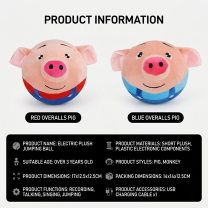 Interactive Jumping Pig Plush Ball Toy for Dogs and Cats