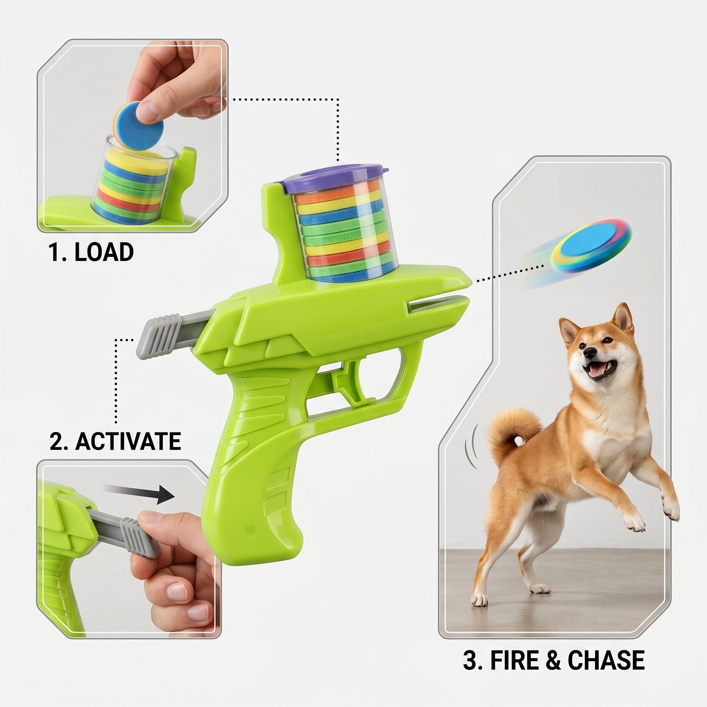 2-in-1 Disc and Soft Bullet Launcher Toy for Interactive Play