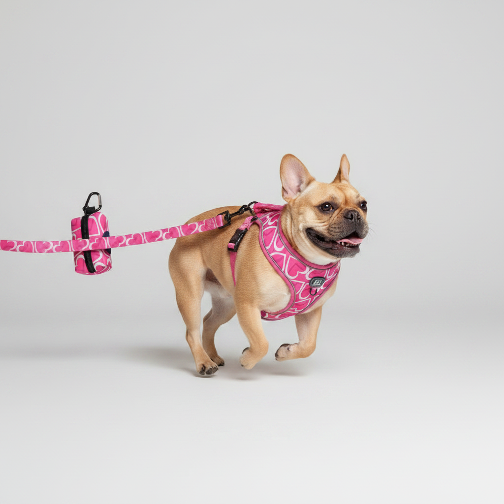 3-Piece Dog Harness, Leash & Waste Bag Set for Small to Medium Dogs