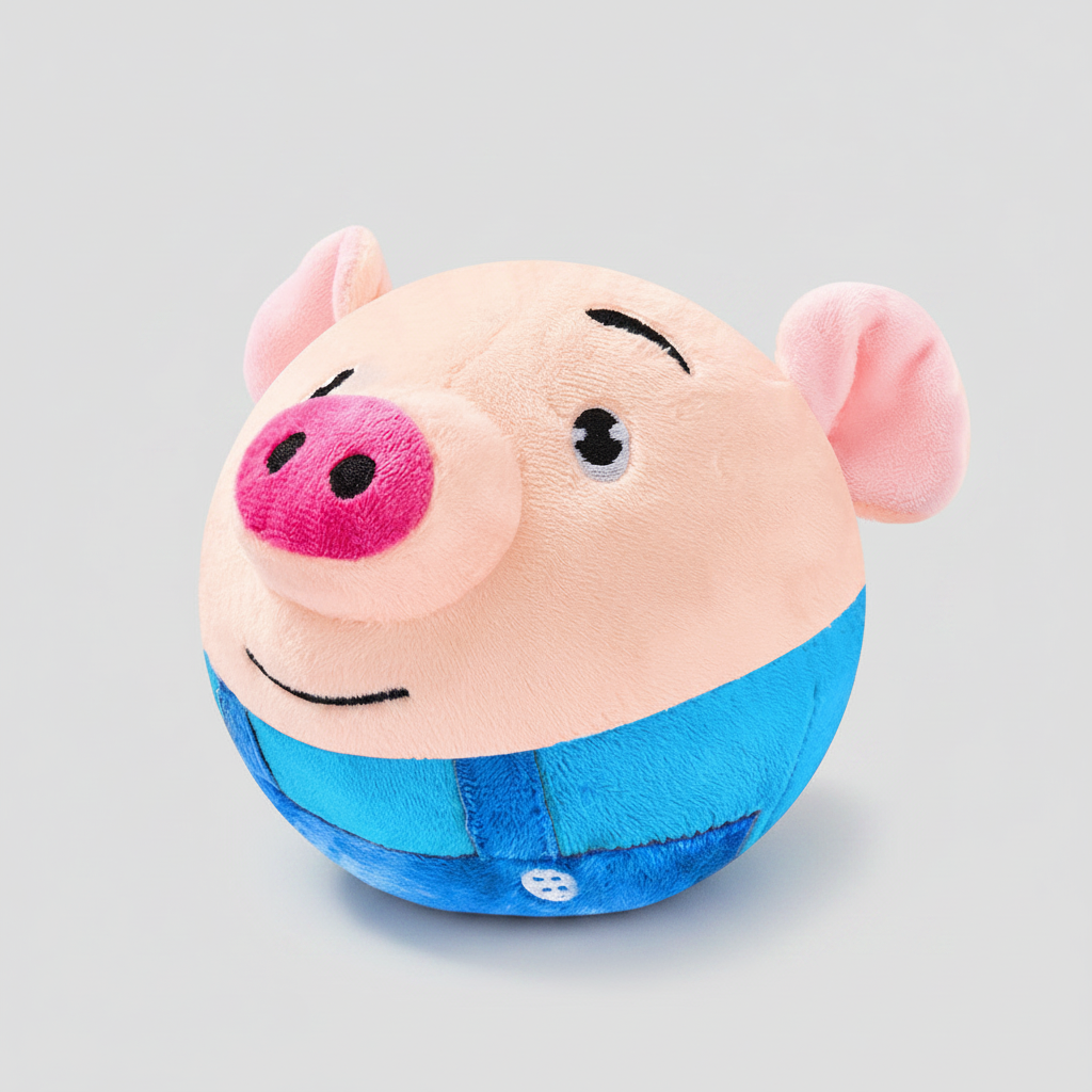 Interactive Jumping Pig Plush Ball Toy for Dogs and Cats