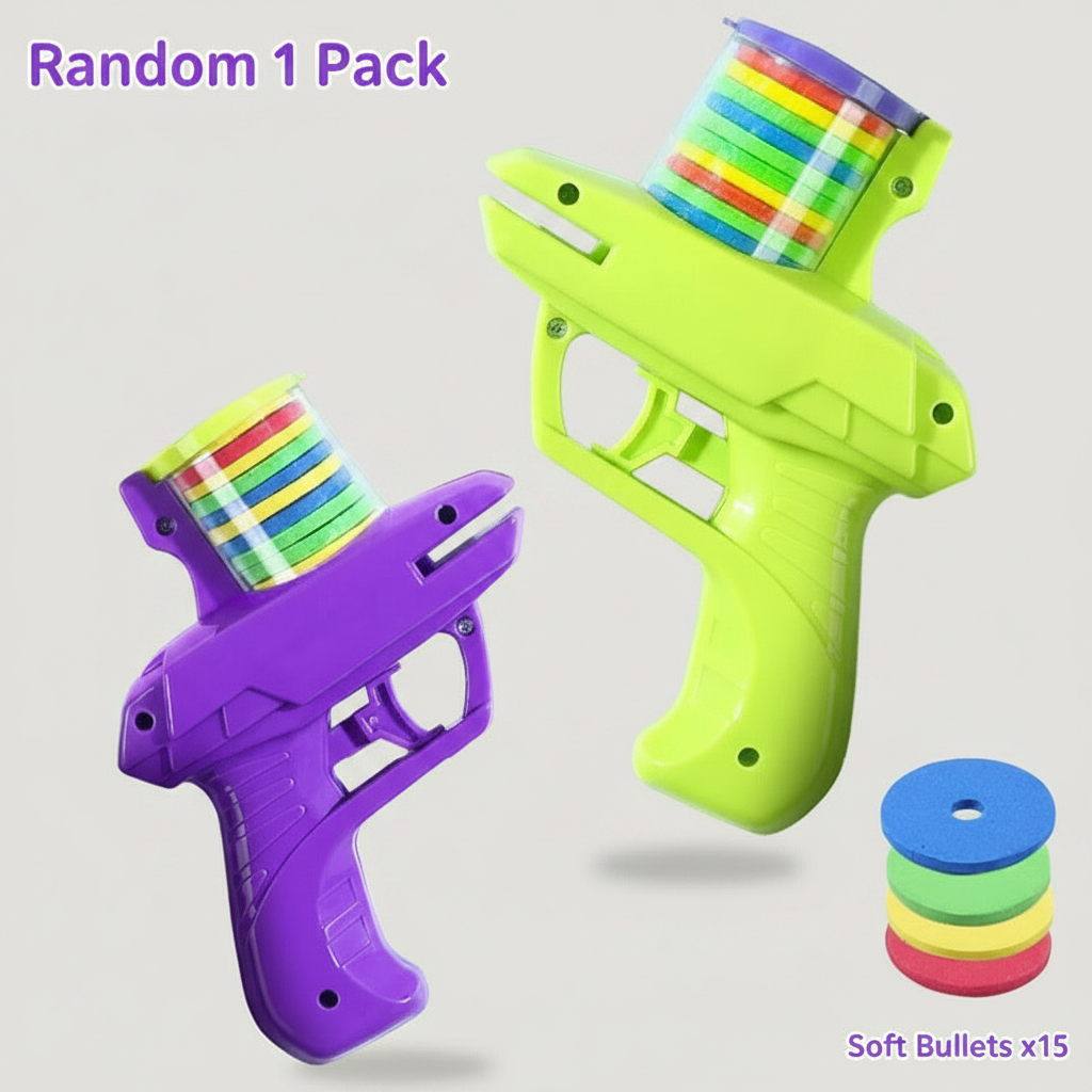2-in-1 Disc and Soft Bullet Launcher Toy for Interactive Play