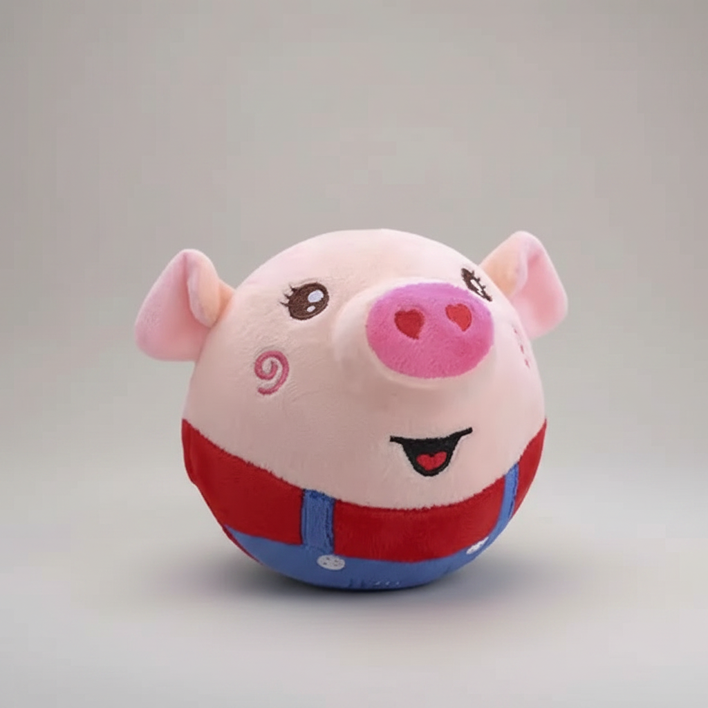 Interactive Jumping Pig Plush Ball Toy for Dogs and Cats