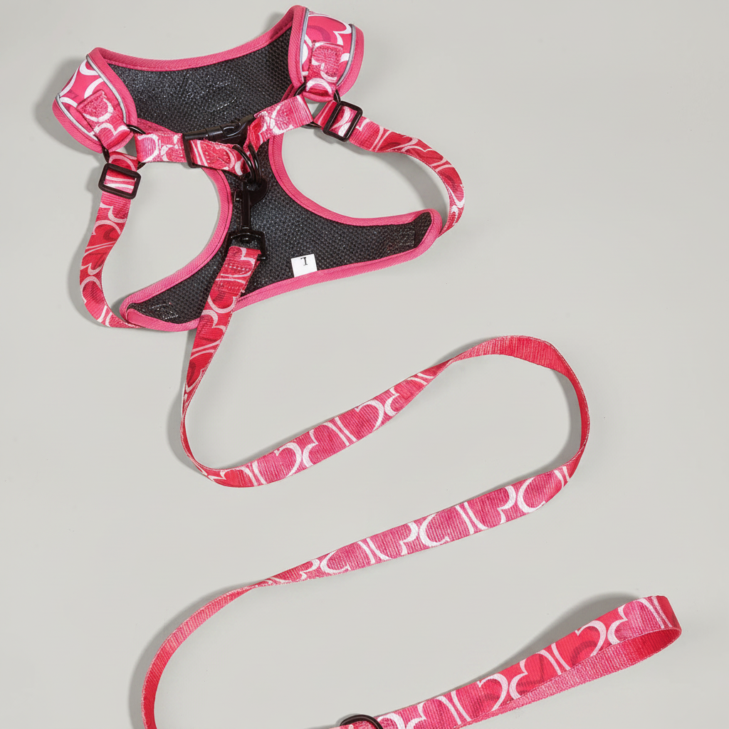 3-Piece Dog Harness, Leash & Waste Bag Set for Small to Medium Dogs