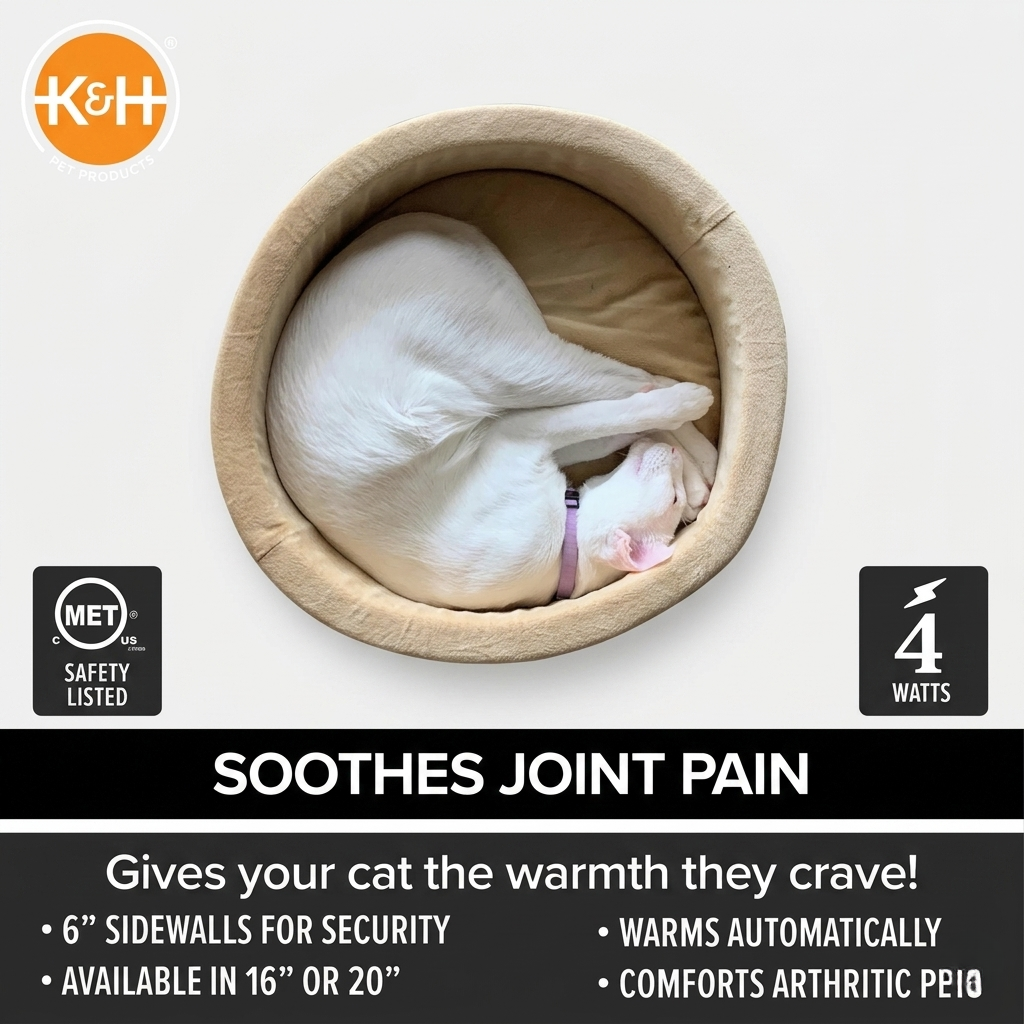 Thermo-Kitty Indoor Heated Cat Bed with Plush Cushion