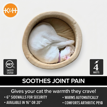 Thermo-Kitty Indoor Heated Cat Bed with Plush Cushion