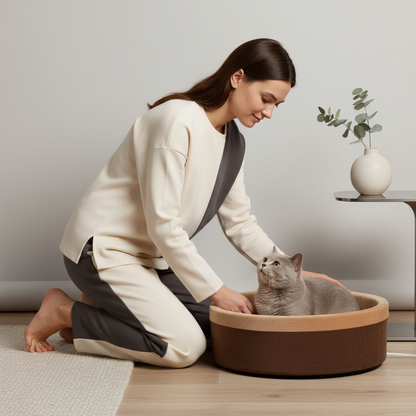 Thermo-Kitty Indoor Heated Cat Bed with Plush Cushion