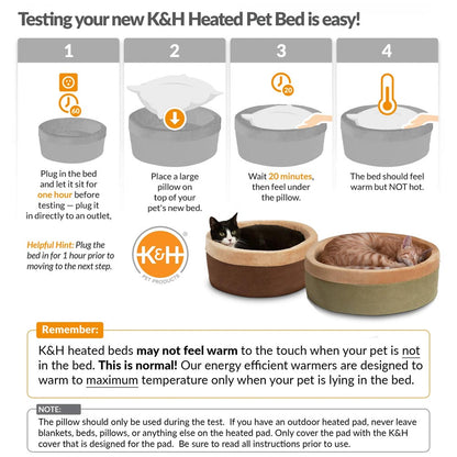 Thermo-Kitty Indoor Heated Cat Bed with Plush Cushion